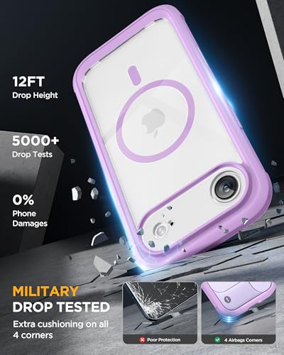 Image of Miracase Magnetic for iPhone Air Case 6.5 inch [Compatible with MagSafe] Full-Body Phone Case with Built-in Glass Screen Protector & Camera Control,Drop Proof iPhone 17 Air Case Cover, Purple