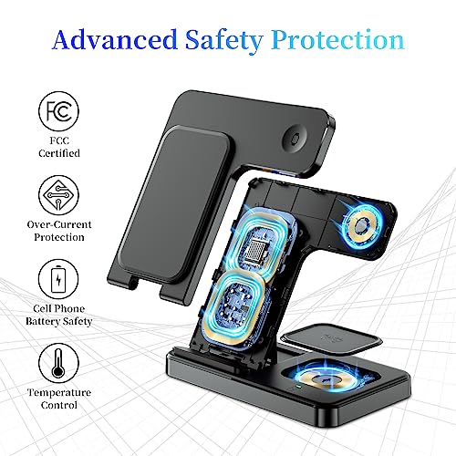 Wireless Charging Station,Xevenox 15W Fast 3 In 1 Charging Station Compatible With Iphone 14/13/12/11(Pro, Pro Max)/Xs/Xr/Xs/X/8(Plus),Iwatch 8/7/6/Se/5/4/3/2,Airpods 3/2/Pro… (Black) #TOP1