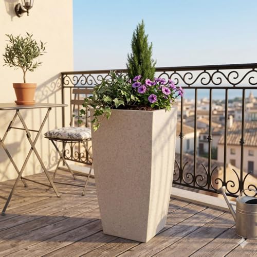 Image of Plastic Planter Pot Gamla 12Inch | 18 Inch | 24 Inch Color White | Black | Beige, White, 24 Inch (Plant Not Included)