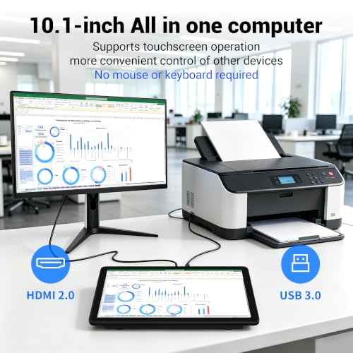 Image of Fanless All-in-One Touchscreen Mini Computer RK3399, Industrial Mini PC 10.1 Inch Rugged Android 12, 4GB RAM, 64GB ROM, 1280 * 800 IPS