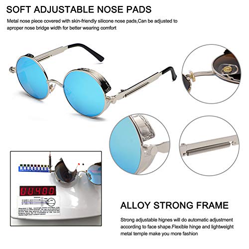 Image of PROUDDEMON Retro Gothic Steampunk Sunglasses for Women Men Round Lens Metal Frame