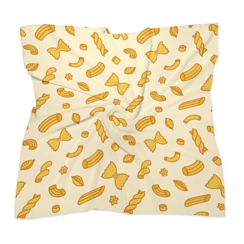Cartoon Ramen Noodle Pattern Fashion Square Bandanas Silk Like Kerchief for Women Gift Packed3