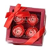 Fahooj 4pcs Rose Soap Blumen in Geschenk-Box,Rose Blütenblatt Bad Körper Seife,Hochzeit Party...