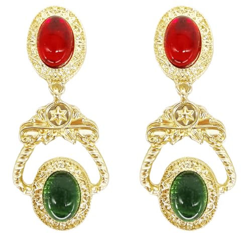 STERT Retro Luxury Glazed Oval Dangle Earrings，Extravagant Vintage Stud Earrings for Women，Long Eardrop Sweeping Shoulder Dangler、Wedding, Birthday Gifts - Main Image