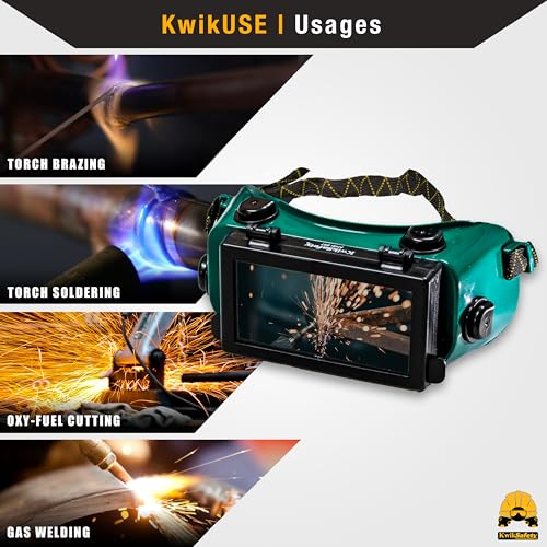 Image of KwikSafety - Charlotte, NC - HAMMERHEAD Welding Goggles Flip-Up [ANTI-FOG, Snug FIT] Shade 5 Industrial ANSI Ventilation Safety Plasma Jet Welding Torch Brazing Flame Cutting Gas Oxy-Acetylene /Green