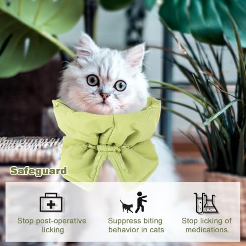 Image of BOXOB Soft & Light Adjustable Recovery Collar for Cats & Dogs (Green) | Adjustable Waterproof Polyester Cat Cone Collar Easy to Wear & Take off for Cat Dog Grooming Nail Trimming & Skin Nursing