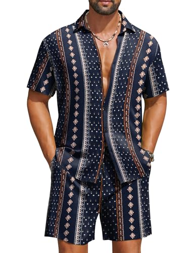 Image of COOFANDY Men's Slim Fit Cotton Dress Shirt Wrinkle Free Polka Dots Button Down Collar Shirt