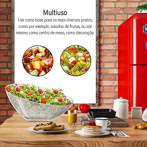 Tigela Saladeira Bowl De Cozinha Cumbaca Grande 3 Litros Gourmet Transparente Mesa Decoração Redonda