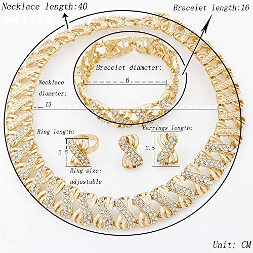 Liffly Nigeria Jewelry Sets For Women Africa Beads Jewelry Set Dubai Gold Wedding Bridal Fashion Jewelry Sets Womens Accessories, Choker Necklace 16 Inch #TOP1