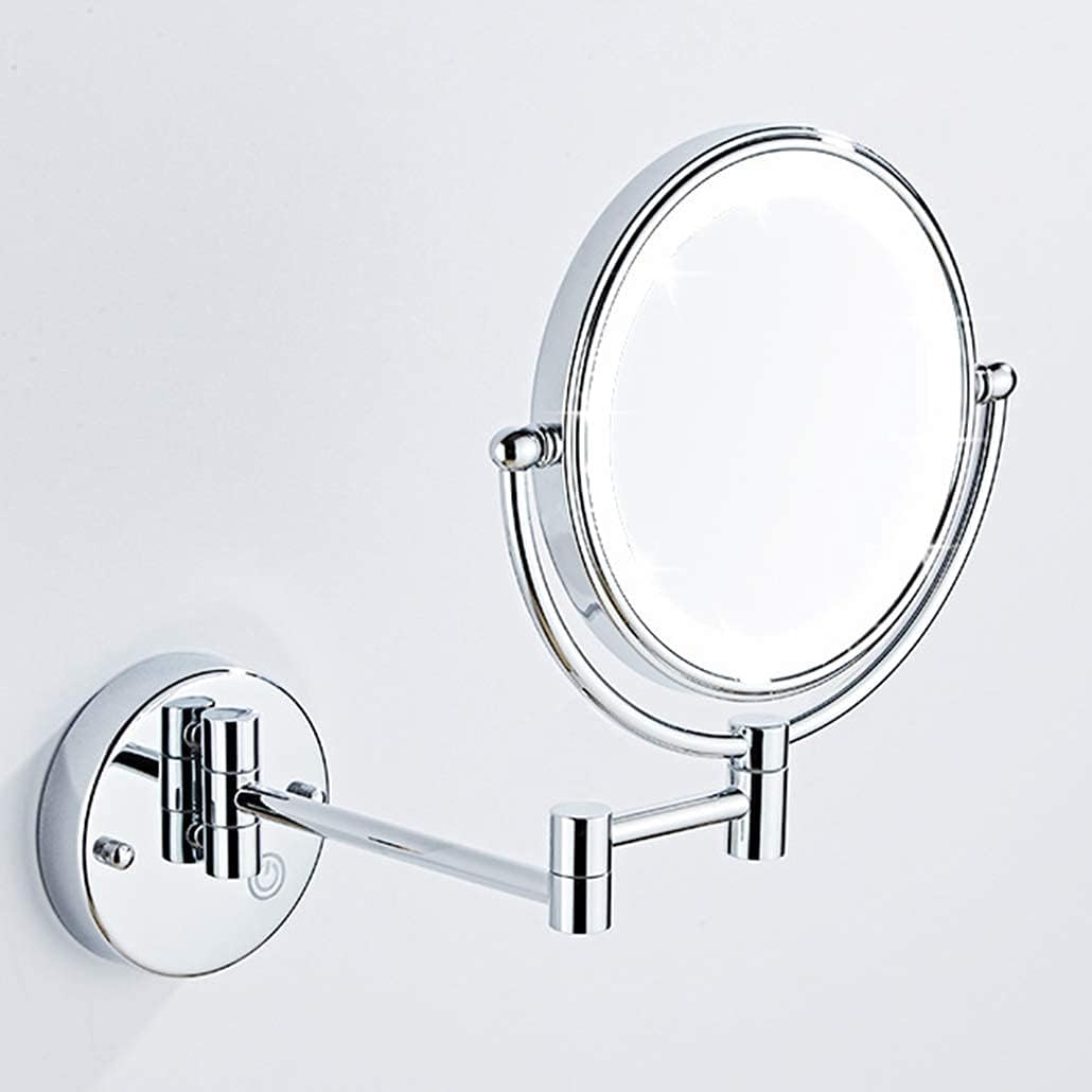 Vanity Mirror,with Extendable Arm,20 cm LED Light,360 Degree Swivel,Touch Button,for Bathroom,Bedroom,Travel,USB (Color : USB, Size : 3X) (USB 5X)