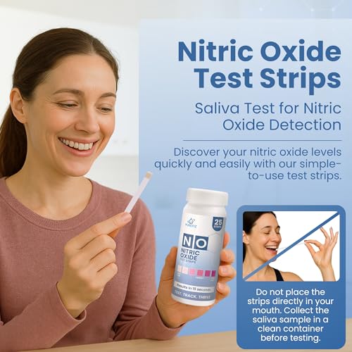 Image of Nitric Oxide Test Strips (25 Pack) - Easy-to-Use Saliva Test for Nitric Oxide Levels | Results in 15 Seconds | Track the Effects of NO Supplements | Support Energy, Circulation & Natural Wellness