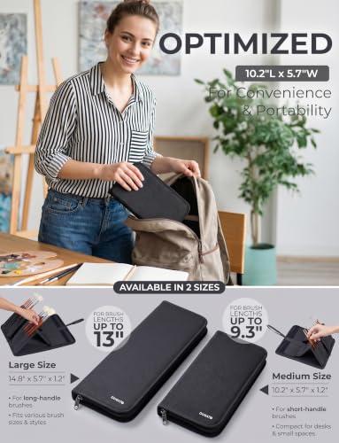 Image of Short Brush Holder & Organizer, Canvas Case 5.4 x 10.7 in, Black (Pack of 2)