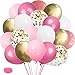 Globos Rosas, 60 Piezas Globos Blancos y Dorada Confeti, Globos de Helio para Fiesta Rosa, Bautizo Niña, Boda, Cumpleaños