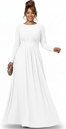 KOH KOH Womens Long Sleeve Flowy Empire Waist Fall Winter Maxi Dress Gown