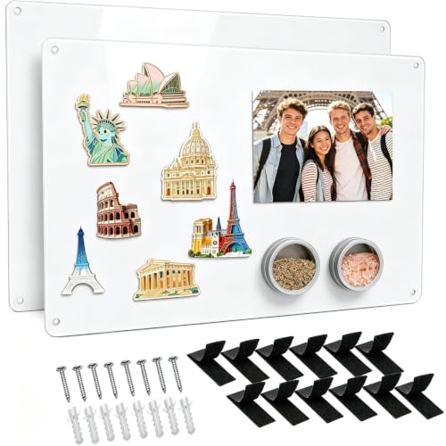 2 Stück Weiß Magnettafel Magnetboard, 42 x 30 cm Metall Magnettafel Magnetwand, Pinnwand...