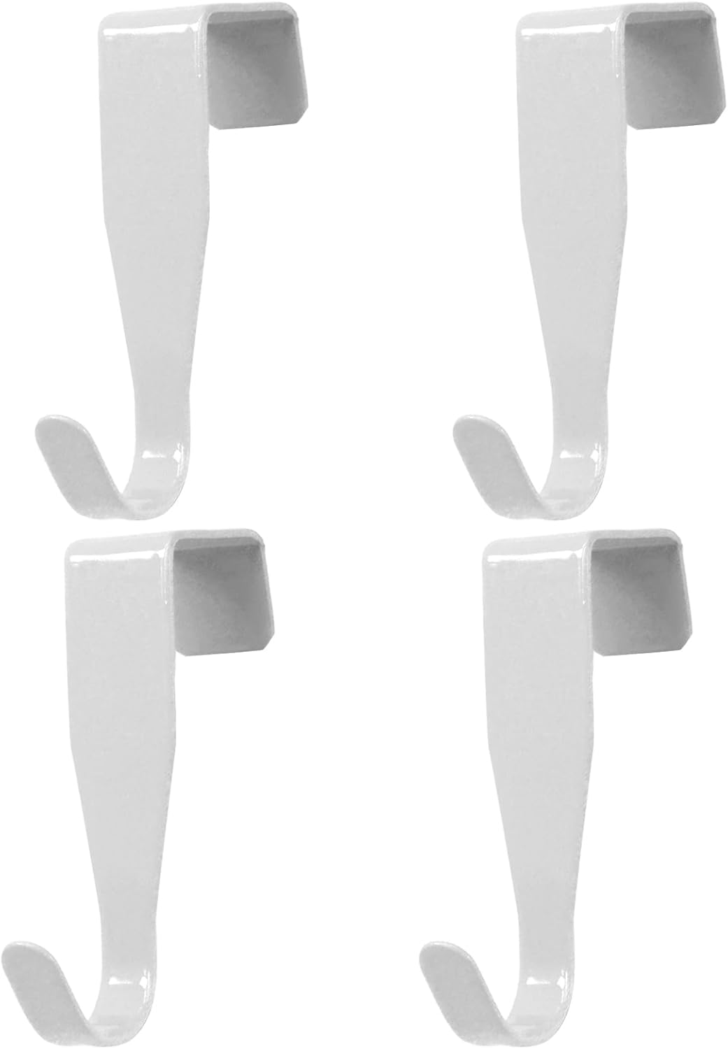 Hordion 4Pack Over Cabinet Door Hook, Carbon Steel Hanger Hook Over The Door Drawer Hooks for Kitchen Cabinet Bathroom Door, White