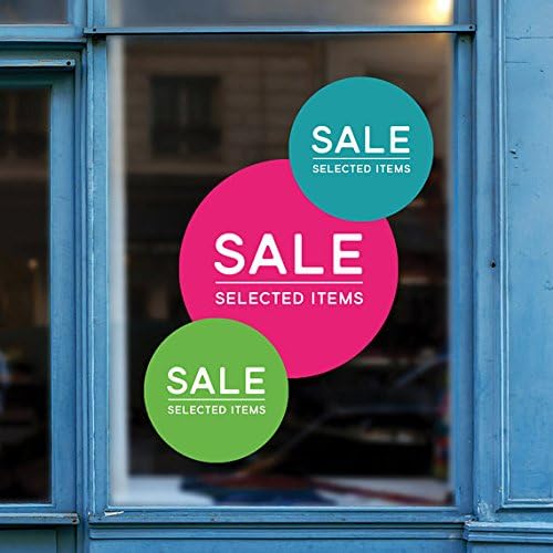 Pegatinas para ventana Venta Círculo Retail Display Sign - Calcomanía de vinilo extraíble - Tienda promocional Venta Ventana Adhesión - Venta al por