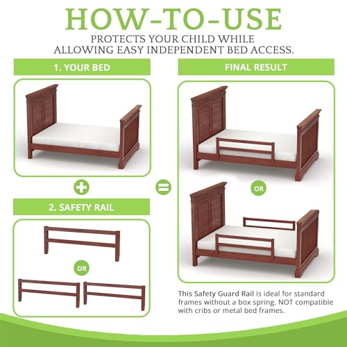 Image of CC KITS Safety Guard Rail for Baby, Kids, and Children - Solid Wood Safety Bed Rail for Toddlers - Easy Installation - Premium Protection for Bunk, Twin, Full, Queen and King Size Beds - (Cherry)