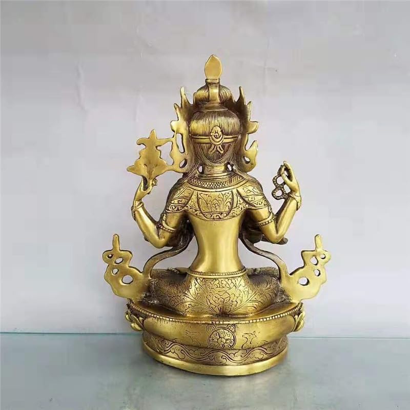 Estatua de Buda Adornos Zen Guanyin Decoración for el hogar Artesanías de Cobre Esculturas Decorativas Feng Shui for la Oficina Estatua de Buda al Aire Libre