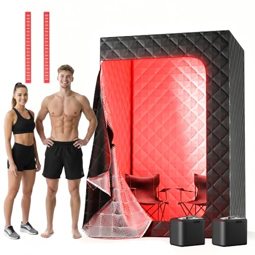 X-Vitalis 2 Person Portable Steam Sauna for Home with Two Red Light Therapy Panels Full Body Home...