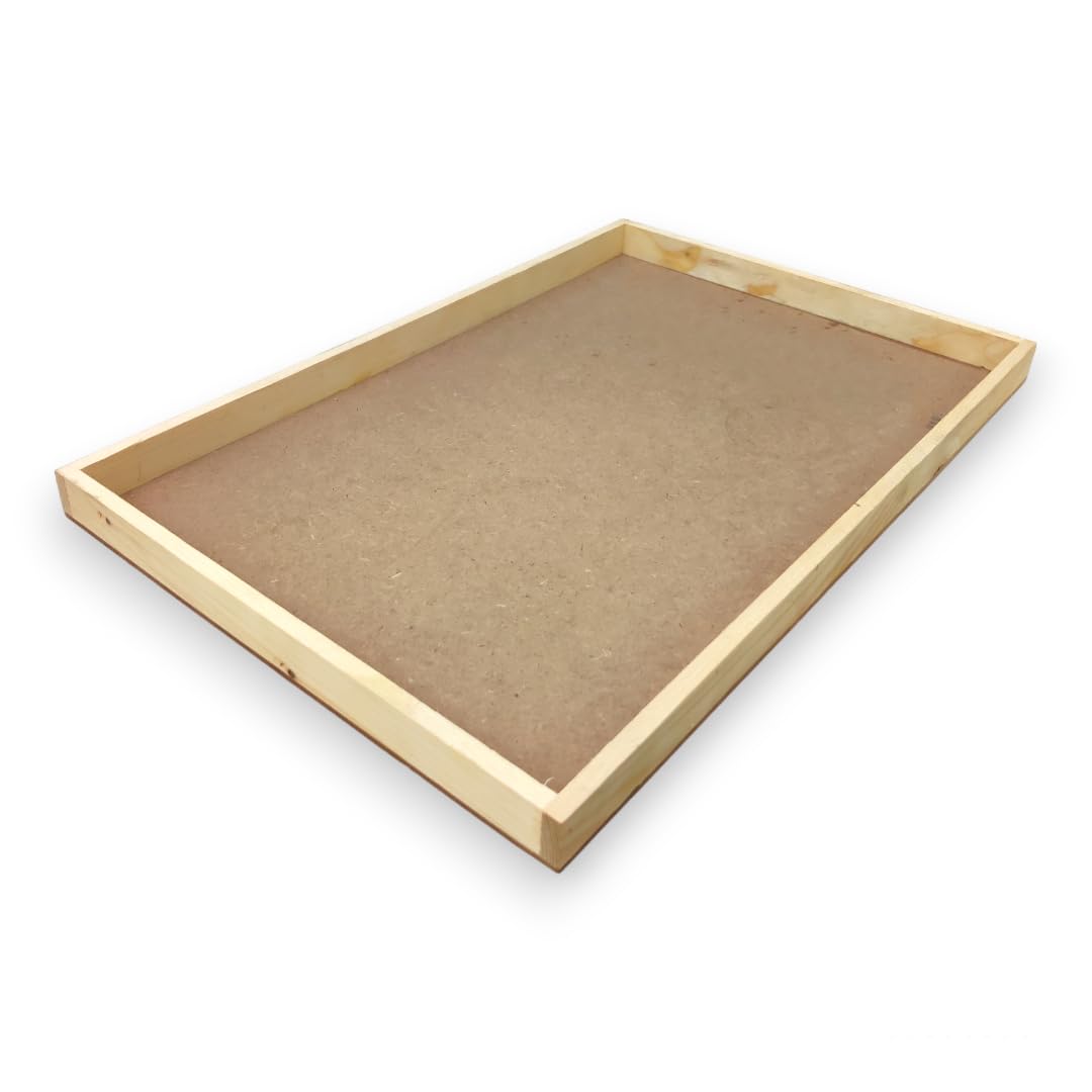 RIA Studio Decorative MDF & Pine Serving & Packing Tray for Home Decor, Gifting, Wedding Packing Purpose - DIY with Resin Art & Craft Rectangular (12 x 18 Inch)