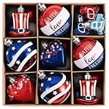 Valery Madelyn 4th of July Tree Decorations for Patriotic Memorial Day Ornaments, 35Pcs Red White Blue Shatterproof Top Hat Star Americana Hanging Ball Decor for Independence Day USA 250th Anniversary