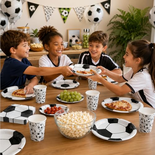 Image of Rozi Decoration Football Theme Party Set - 28 Pcs Plates Cups Napkins
