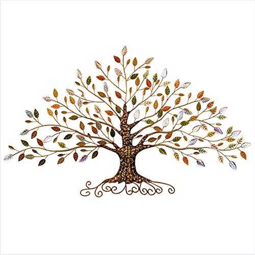 Scultura da Parete in Metallo, Albero della Vita, Appeso a Parete in Ferro battuto, Decorazione murale Fatta a Mano, per Soggiorno Camera da Letto,30' W x 18' H（77x45cm）
