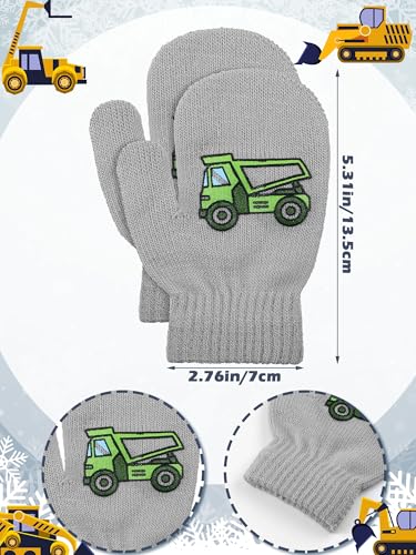 Image of Geyoga 3 Pairs Kids Mittens Stretchy Knit Winter Gloves Dinosaur Warm Mittens Full Finger Kids Gloves for Boys Girls