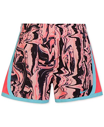 NIKE Girls' Dry Tempo Running Shorts (Bleached Coral(3MC856-A6P)/Pink/Blue, 5)