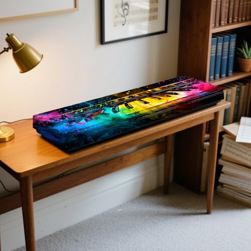 Image of Nuxovilar Colorful Keys Piano Cover Milk Silk 88 Key | Elastic Protector Keyboard Guard Vibrant Instrument Wrap Digital Dusting Studio Home Stage (Vivid Colorful Key)