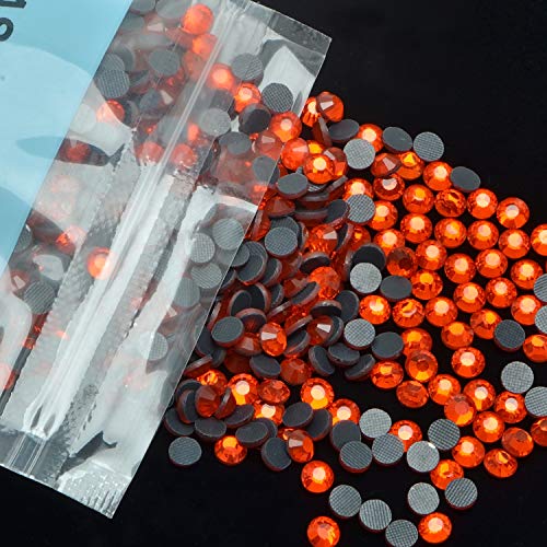 Image of 3000 Pieces Hot Fix Glass Flatback Rhinestones HotFix Round Crystal Gems (Orange, SS10)