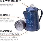 GSI Outdoors, 12 Cup Percolator Coffee Pot, Enameled Steel Coffee Boiler Kettle for Camping, Cabin, RV, Home Kitchen & Backpacking, Blue