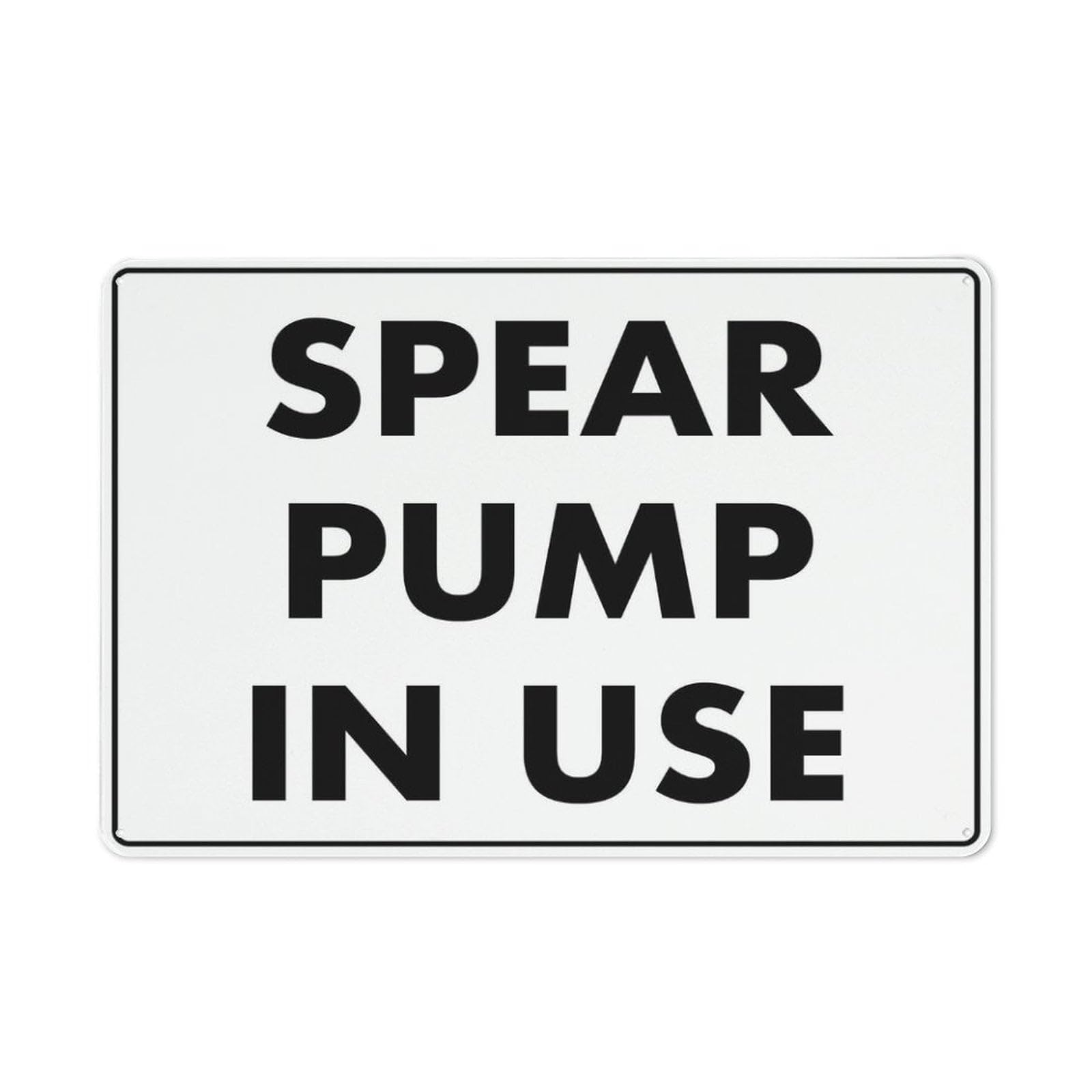 peiyeety Spear Pump In Use Warning Tin Sign - Home/Kitchen/Farm/Garden/Garage Wall Decor, 12x8 inch