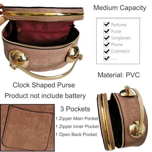 Image of Women PVC Clock Shaped Handbag Crossbody Shoulder Bag Clock Purse