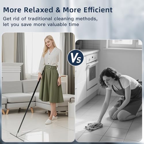 Image of 12-51'' Telescopic Window Squeegee for High Windows, 2-in-1 Window Cleaning Kit with Extra Silicone Blade & Hook, Professional Squeegee for Shower Glass Doors (Window Squeegee for Home)