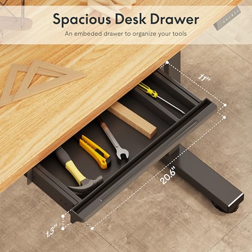 FLEXISPOT Electric Adjustable Workbench, 55x28 Inches Ergonomic Worktable with Drawer and Wheels for Garage, Workshop and Office, Spacious Desktop for Woodworking and Crafts, Maple, 4 Packages - image 6