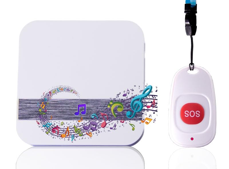 Geek Lab Wireless SOS Caregiver Pager System – Emergency Alarm for Elderly, Fall Alert & Panic Button with 1 Plug-in Receiver & 1 Call Button, Personal Alarm & Call Bell for Safety (130M Range)