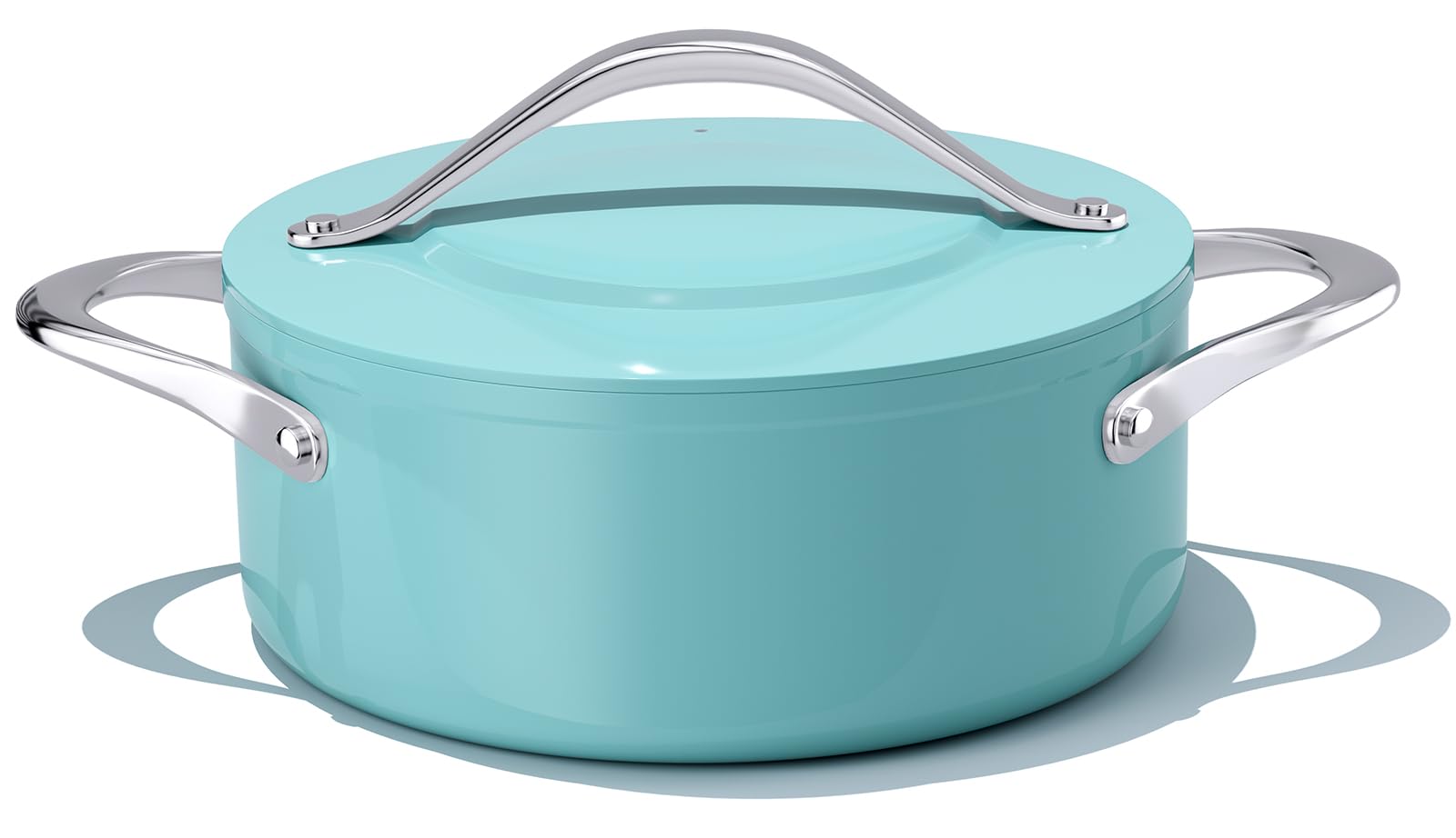 Stock Pot 4.5qt Dutch Oven with Lid (9.5"x 4") Nonstick Ceramic Coated Non-Toxic PFAS-Free Even Heat Distribution for Braising, Baking Bread &amp; Soups, Compatible for All Cooktops(Induction/Gas/Electric) Oven Safe to 500°F (Caribbean Blue)