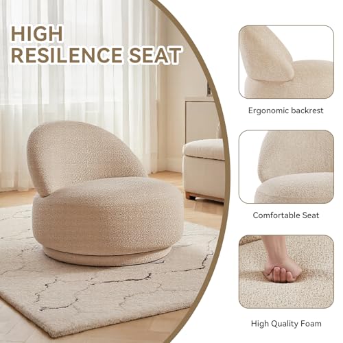 Sillón giratorio chenille beige redondo miniatura 5
