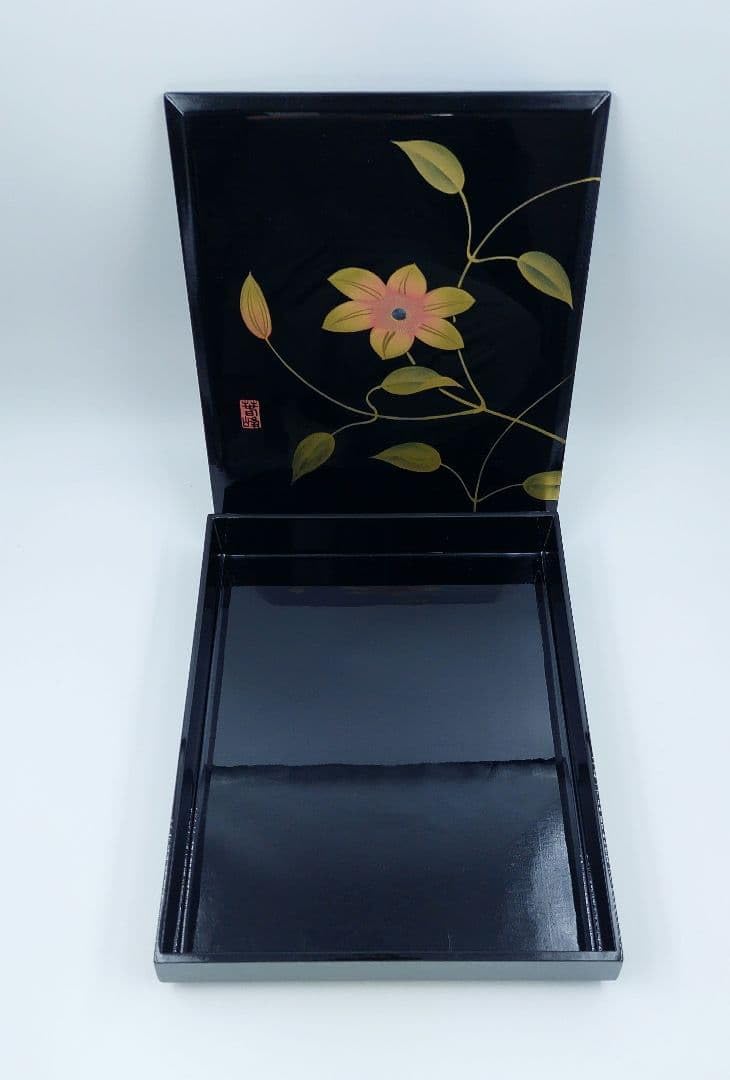 Amazon.co.jp: 高級 本金手描蒔絵「文箱 書類入 収納」鉄仙 板蓋 会津