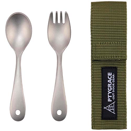 Katsuriki Shoji PTYGRACE Outdoor Titanium Spoon Fork Set, Le-Reel, Storage Case, Made in Japan