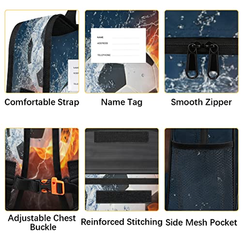 Pardick Kids Backpack for Boys Girls Fire Soccer Toddler Boy Backpack Sports Football Preschool Kindergarten Backpack with Chest Strap Lightweight Children Kids Bookbag for School, Travel, Nursery4