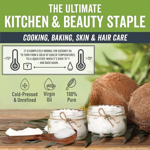 Image of Viva Naturals Organic Coconut Oil, 128 fl oz - Unrefined, Cold-Pressed Extra Virgin Coconut Oil, USDA Organic & Non-GMO, Natural Cooking Oil, Hair Oil & Skin Oil