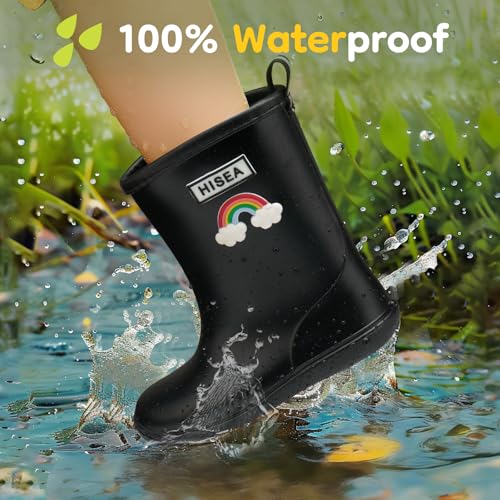 HISEA Toddler Rain Boots Waterproof, Baby Kids Short Rubber Rain Shoes Lightweight for Boys Girls2
