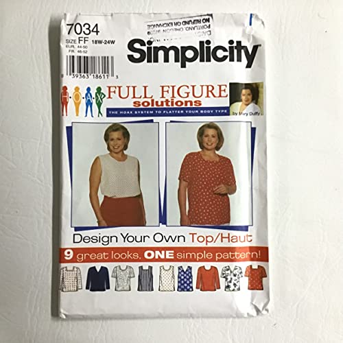 Patrons de couture avec 9 variations de tops Simplicity 7034 taille FF - 2