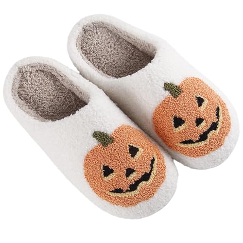 Halloween Slippers Pumpkin Slippers for Womens Mens Cute Comfy Bedroom Shoes,Home House Ladies Fuzzy Slipper,indoor Outdoor Memory Foam Slipper2