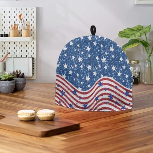 Image of Stars and Stripes Tea Cozy for Teapot Patriotic Decoration Teapot Insulation Cover for 4th of July Keeping Warm Tea Cup Warmer Cozy