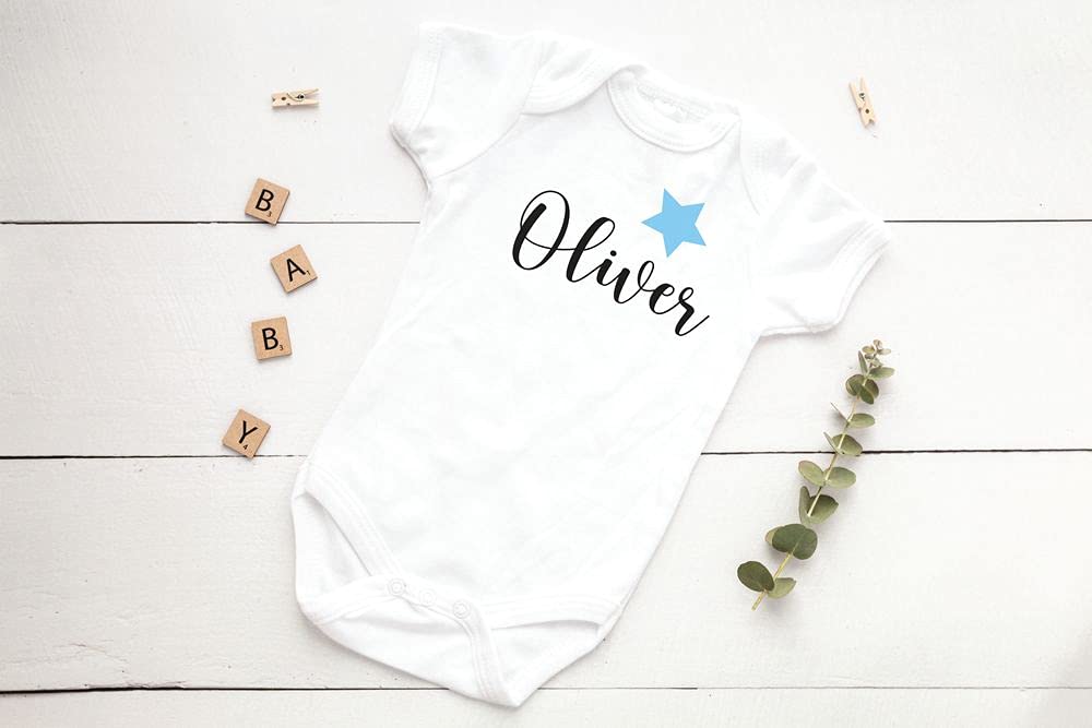 Personalized Blue Star Body Suit, Any Name or Text, Blue, Baby Boy Outfit