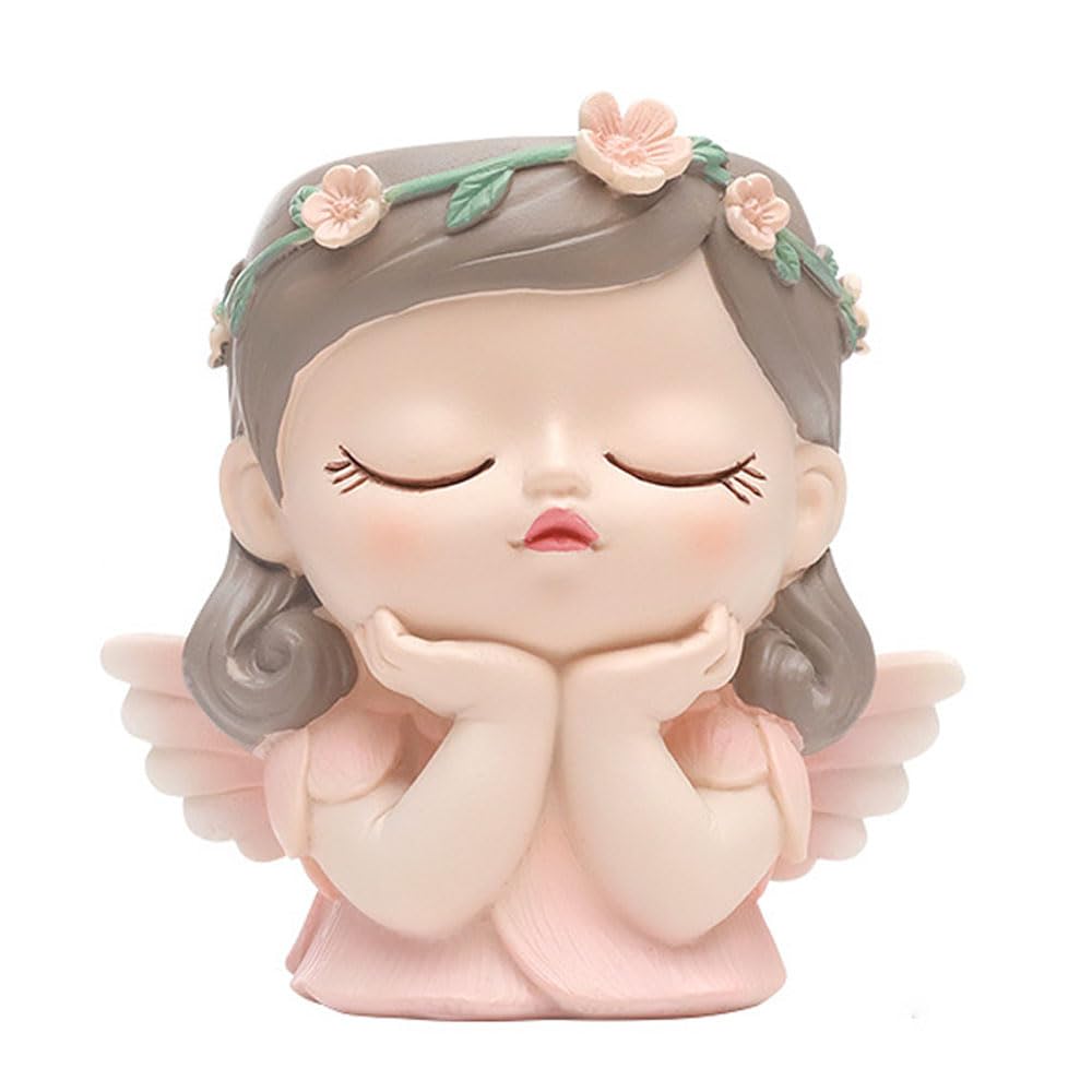 Hosoncovy Cartoon Elf Girl Pencil Holder Pencil Pot Makeup Brush Holder Pot Desktop Pen Organizer (B)